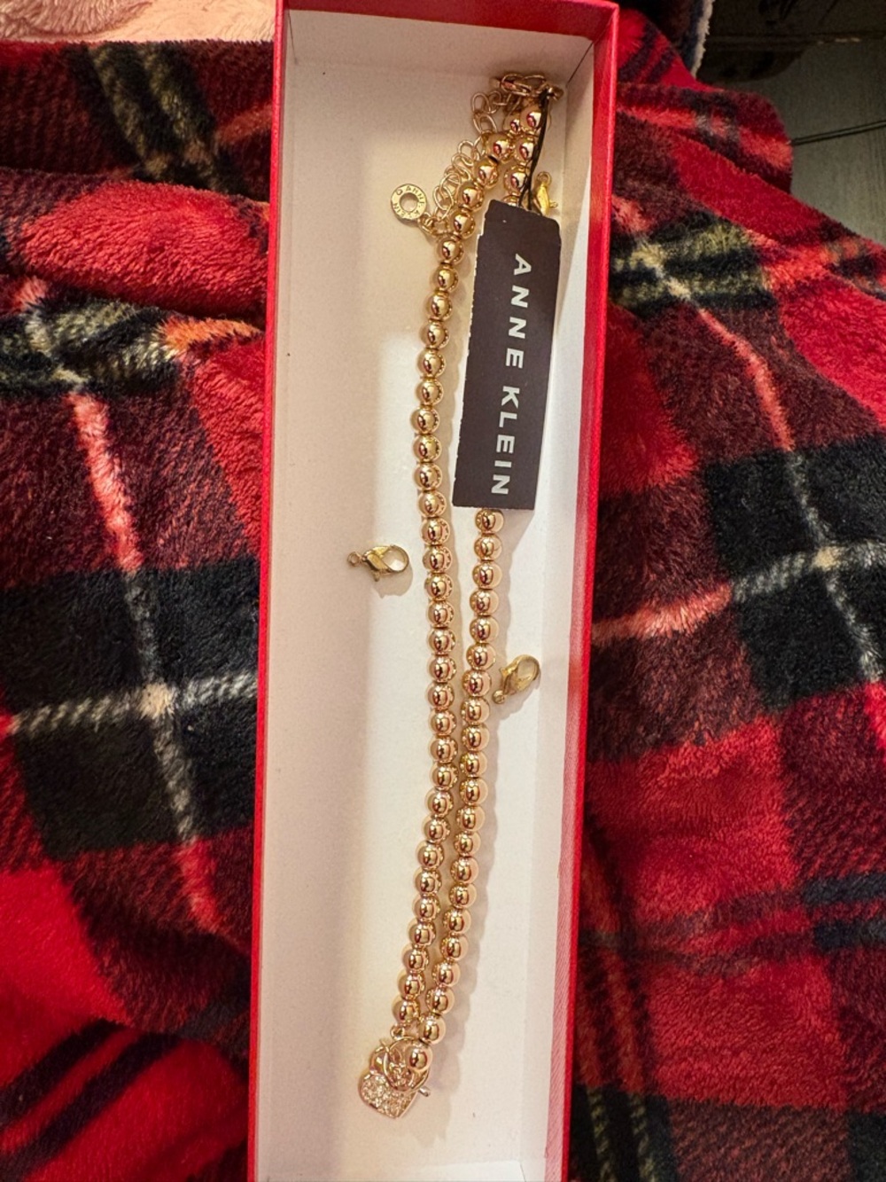 Anne Klein Gold Bead Double Strand Bracelet
